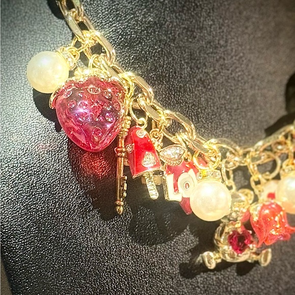 Gold and Red Teddy Bear Charm Necklace - Picture 3 of 7